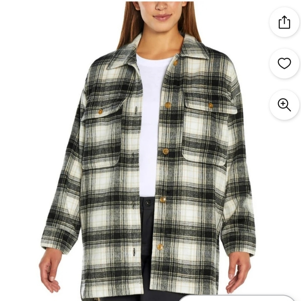 Banana Republic Black and White Plaid Utility Jacket